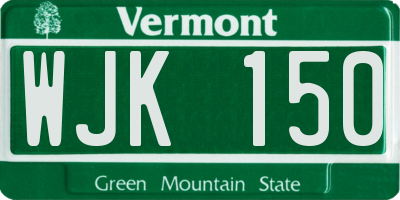 VT license plate WJK150