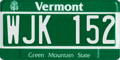 VT license plate WJK152