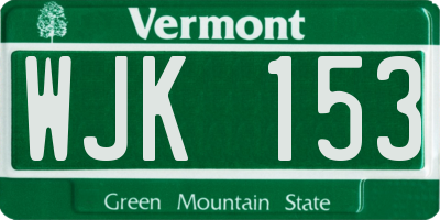 VT license plate WJK153