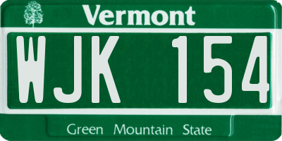 VT license plate WJK154