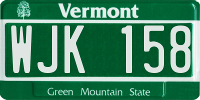 VT license plate WJK158