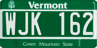 VT license plate WJK162