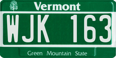 VT license plate WJK163
