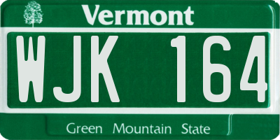 VT license plate WJK164