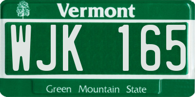 VT license plate WJK165