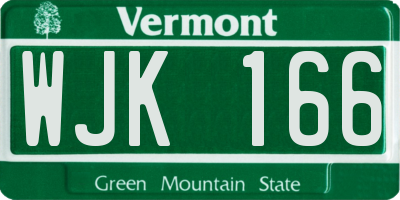 VT license plate WJK166