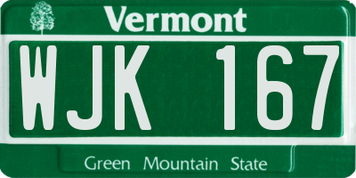 VT license plate WJK167