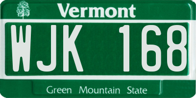 VT license plate WJK168