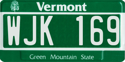 VT license plate WJK169