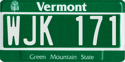 VT license plate WJK171