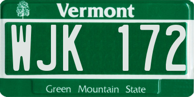 VT license plate WJK172
