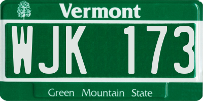 VT license plate WJK173