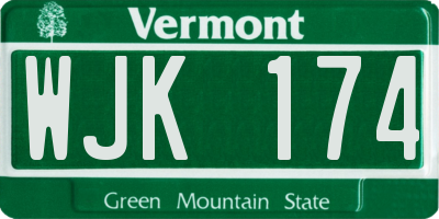 VT license plate WJK174