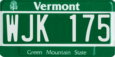 VT license plate WJK175