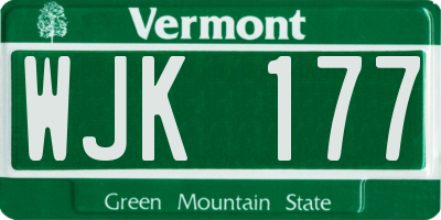 VT license plate WJK177