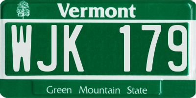 VT license plate WJK179