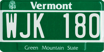 VT license plate WJK180