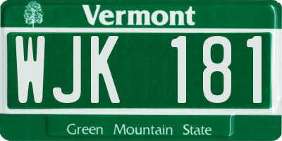 VT license plate WJK181