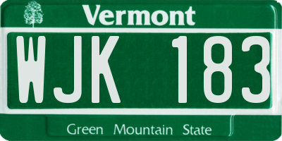 VT license plate WJK183