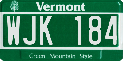VT license plate WJK184