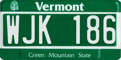 VT license plate WJK186