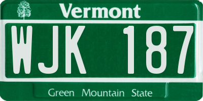 VT license plate WJK187