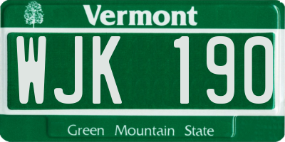 VT license plate WJK190