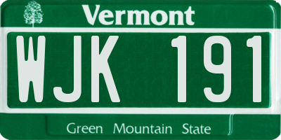 VT license plate WJK191