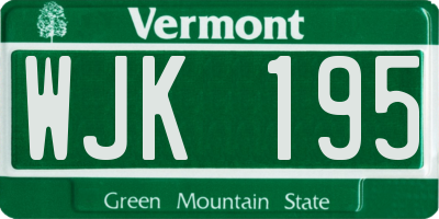 VT license plate WJK195