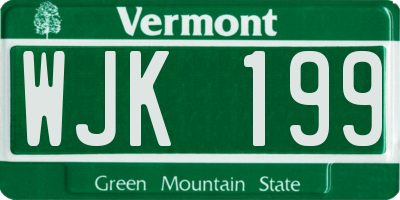 VT license plate WJK199