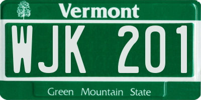 VT license plate WJK201