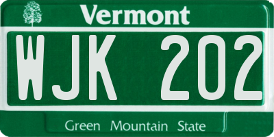 VT license plate WJK202