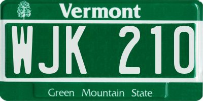 VT license plate WJK210