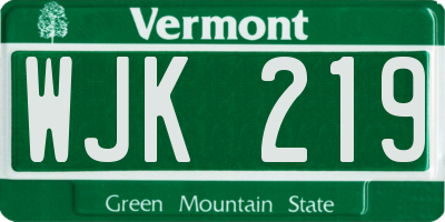 VT license plate WJK219