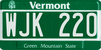 VT license plate WJK220