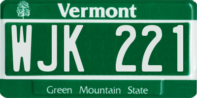 VT license plate WJK221