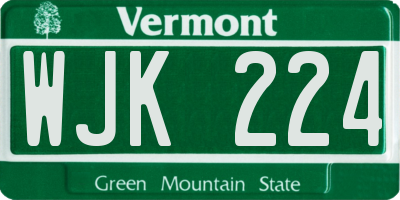 VT license plate WJK224