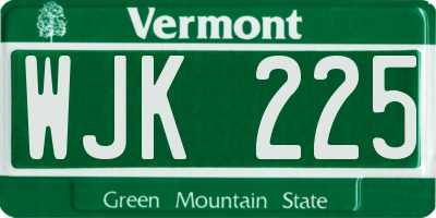 VT license plate WJK225