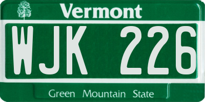 VT license plate WJK226