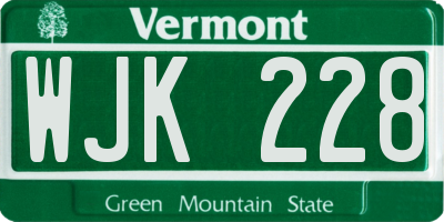 VT license plate WJK228