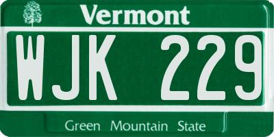 VT license plate WJK229