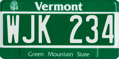 VT license plate WJK234