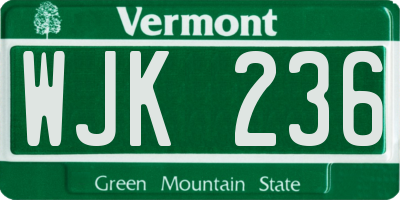 VT license plate WJK236