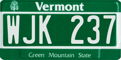 VT license plate WJK237
