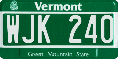 VT license plate WJK240