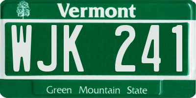 VT license plate WJK241