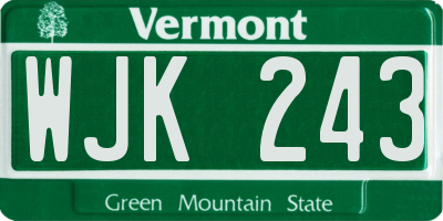 VT license plate WJK243