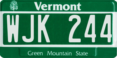 VT license plate WJK244