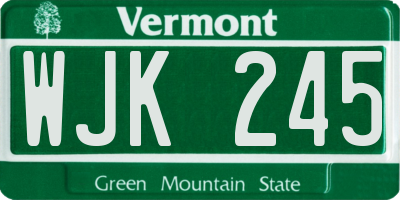 VT license plate WJK245