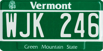 VT license plate WJK246